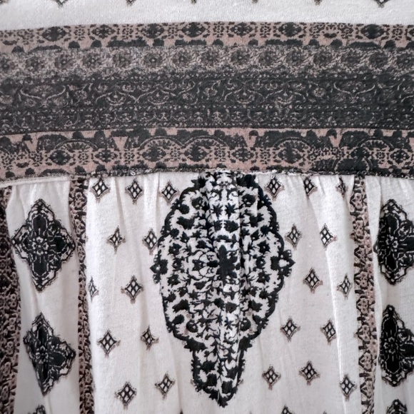 Lucky brand boho geometric 3/4 sleeve V-neck top cotton linen blend size small - Picture 9 of 12